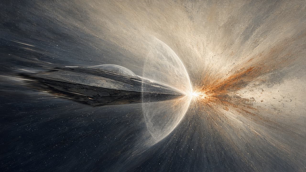 A relativistic spacecraft's shield flaring as it strikes a grain of interstellar dust